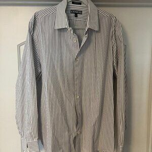 Express Button Down - Grey/White Stripe - XL (17-17½) Modern Fit